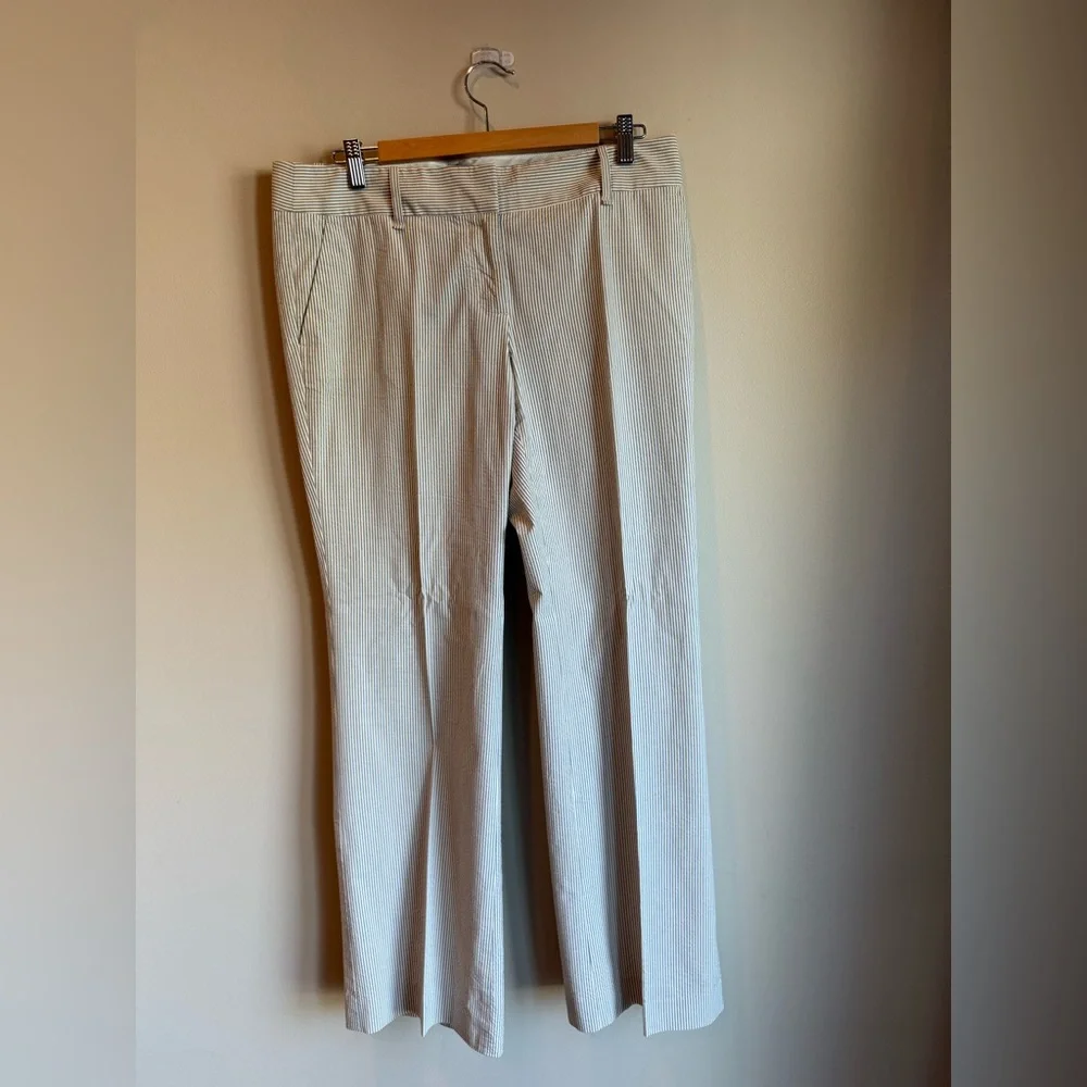 J Crew Women's 10 Seersucker Pants Striped City Fit Beach coastal Preppy Travel‎